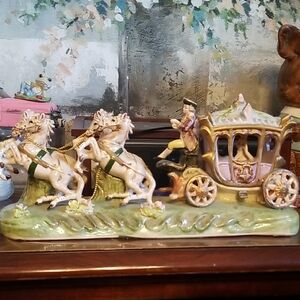 Rare Capodimonte Cinderella Princess Carriage Coachman Horses
